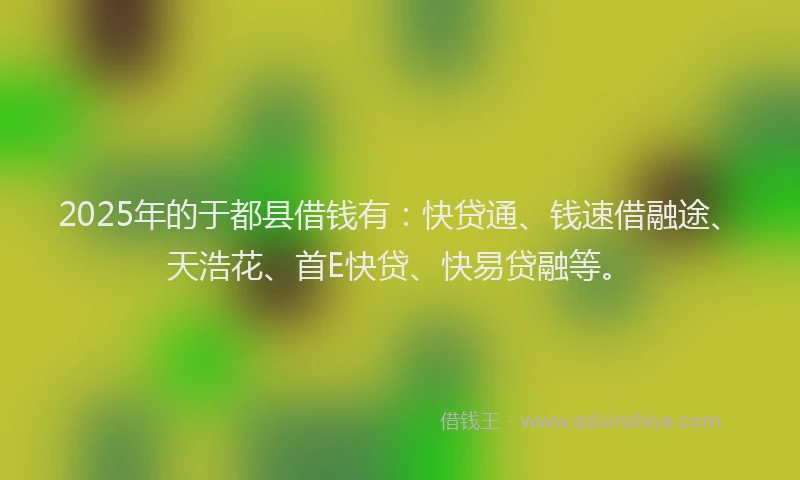 2025年的于都县借钱有：快贷通、钱速借融途、天浩花、首E快贷、快易贷融等。