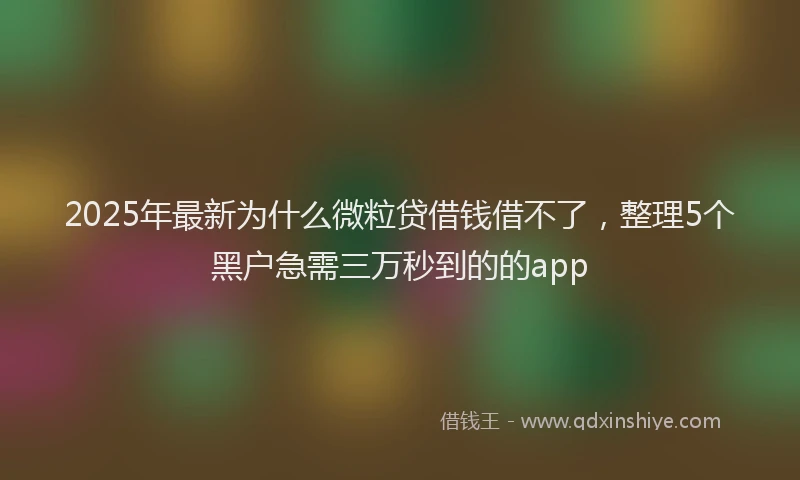 2025年最新为什么微粒贷借钱借不了，整理5个黑户急需三万秒到的的app