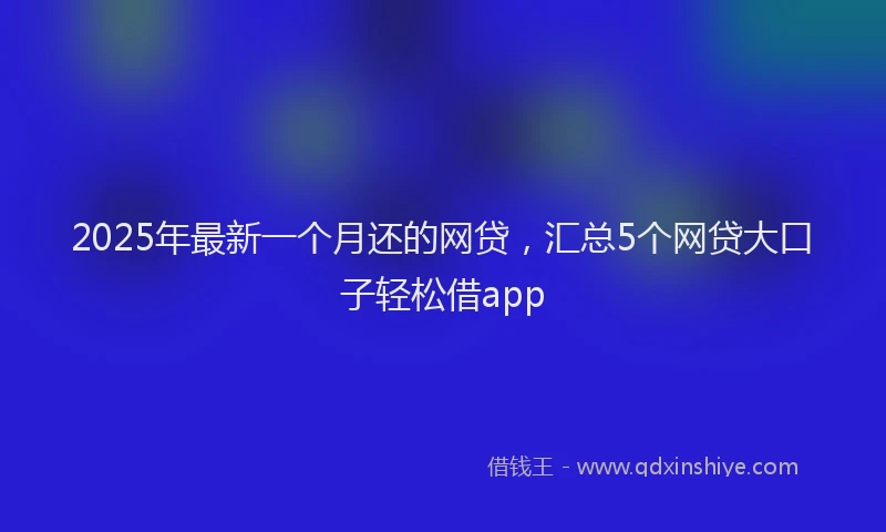 2025年最新一个月还的网贷，汇总5个网贷大口子轻松借app