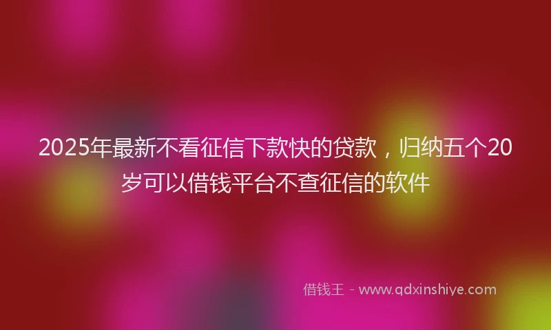 2025年最新不看征信下款快的贷款，归纳五个20岁可以借钱平台不查征信的软件