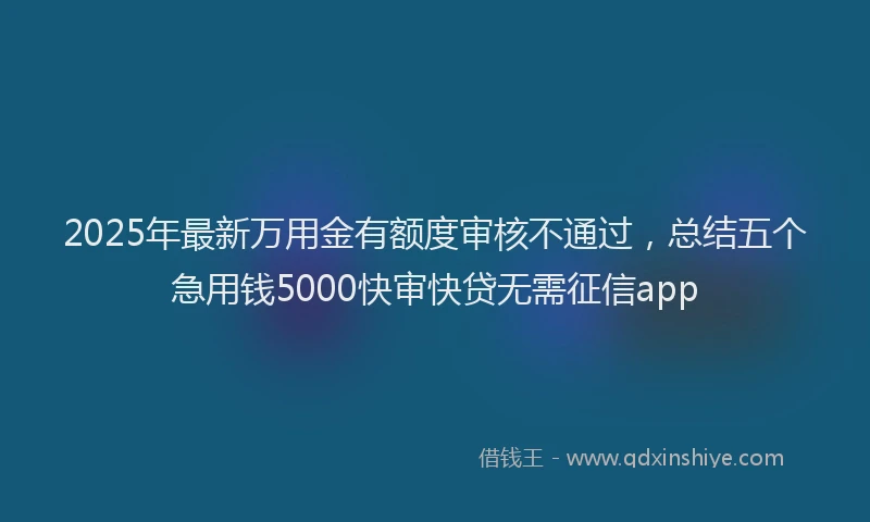 2025年最新万用金有额度审核不通过，总结五个急用钱5000快审快贷无需征信app