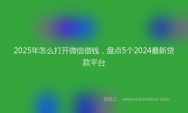 2025年怎么打开微信借钱，盘点5个2024最新贷款平台