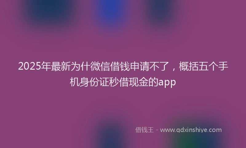 2025年最新为什微信借钱申请不了，概括五个手机身份证秒借现金的app