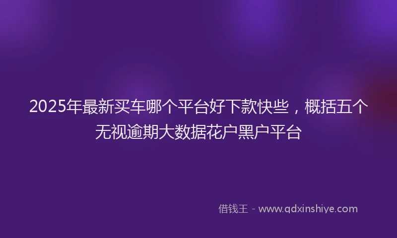 2025年最新买车哪个平台好下款快些，概括五个无视逾期大数据花户黑户平台