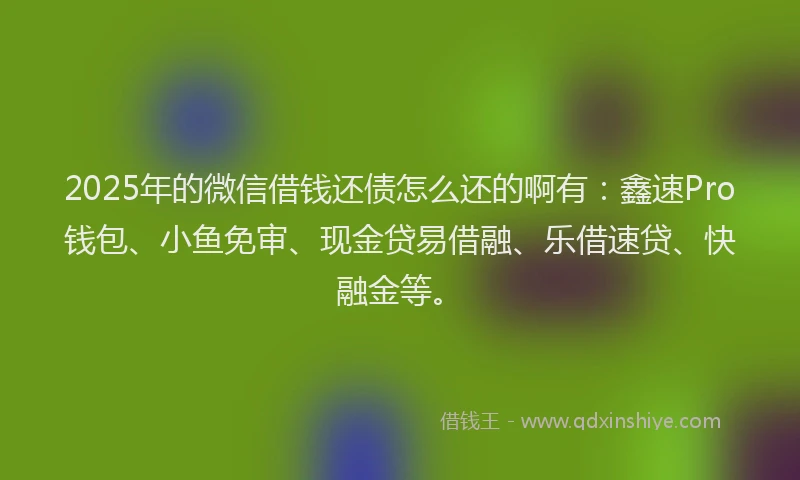 2025年的微信借钱还债怎么还的啊有：鑫速Pro钱包、小鱼免审、现金贷易借融、乐借速贷、快融金等。