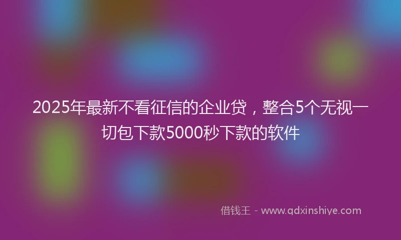 2025年最新不看征信的企业贷，整合5个无视一切包下款5000秒下款的软件