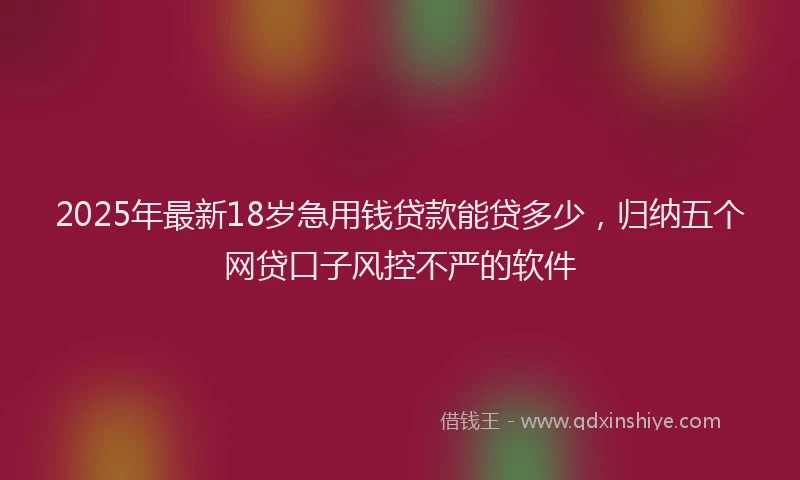 2025年最新18岁急用钱贷款能贷多少，归纳五个网贷口子风控不严的软件
