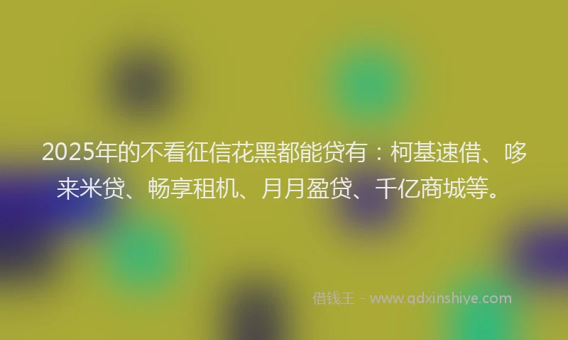 2025年的不看征信花黑都能贷有：柯基速借、哆来米贷、畅享租机、月月盈贷、千亿商城等。