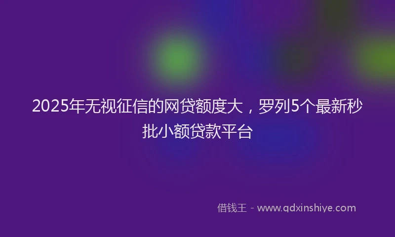 2025年无视征信的网贷额度大，罗列5个最新秒批小额贷款平台