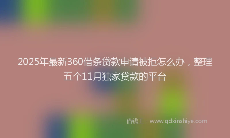 2025年最新360借条贷款申请被拒怎么办，整理五个11月独家贷款的平台