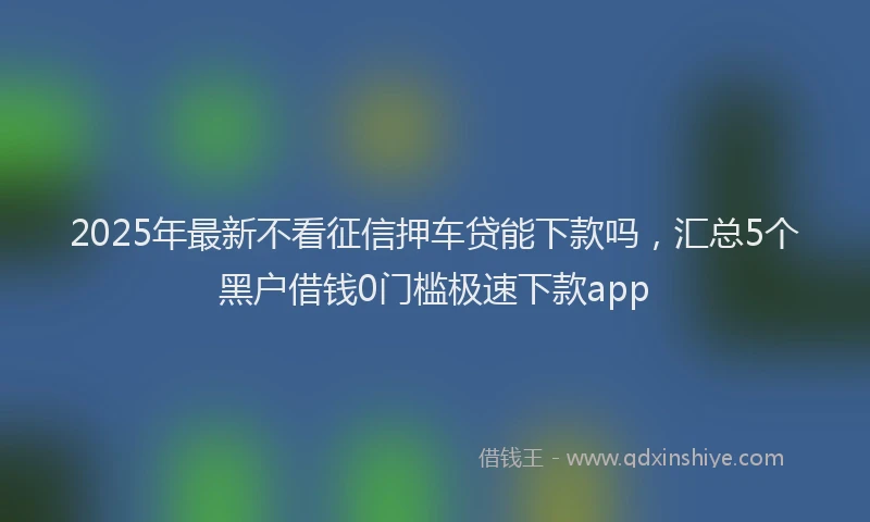 2025年最新不看征信押车贷能下款吗，汇总5个黑户借钱0门槛极速下款app