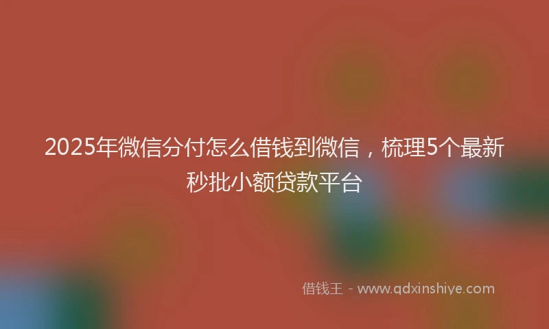 2025年微信分付怎么借钱到微信，梳理5个最新秒批小额贷款平台