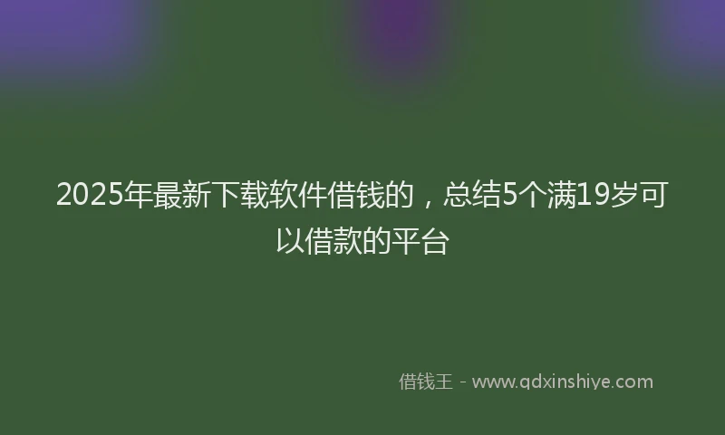 2025年最新下载软件借钱的，总结5个满19岁可以借款的平台