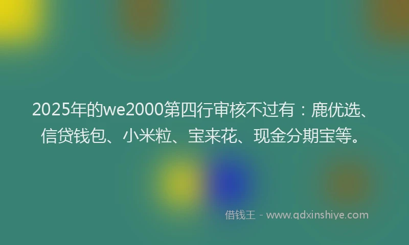 2025年的we2000第四行审核不过有：鹿优选、信贷钱包、小米粒、宝来花、现金分期宝等。