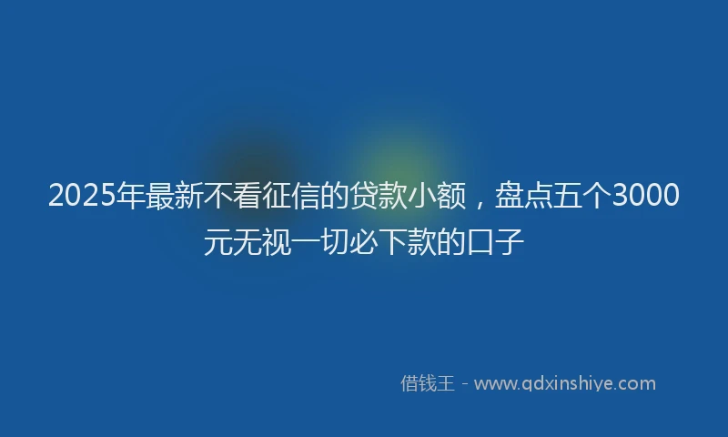2025年最新不看征信的贷款小额，盘点五个3000元无视一切必下款的口子