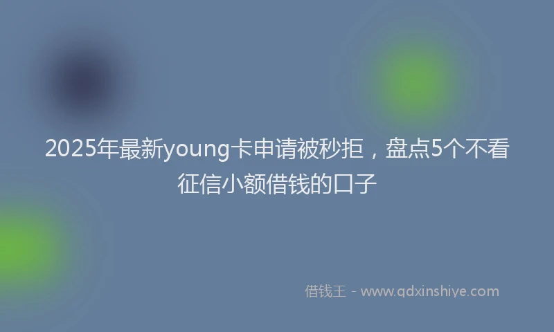 2025年最新young卡申请被秒拒，盘点5个不看征信小额借钱的口子