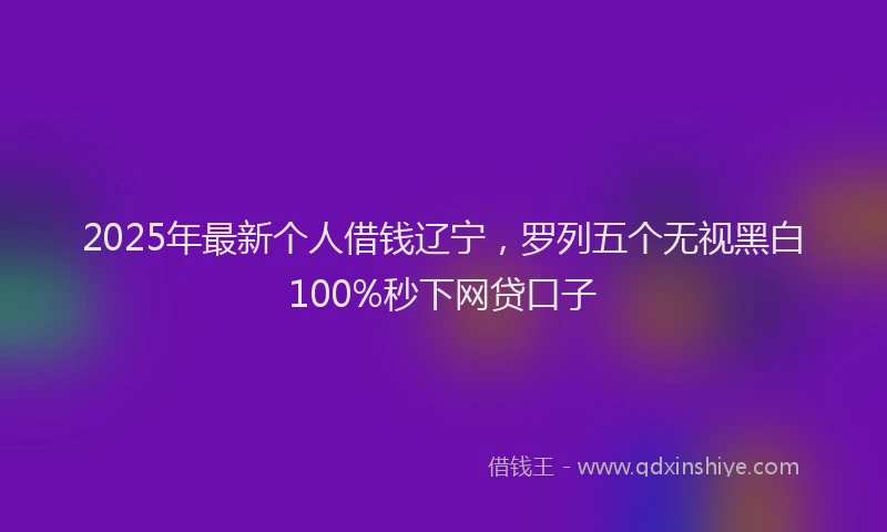 2025年最新个人借钱辽宁，罗列五个无视黑白100%秒下网贷口子