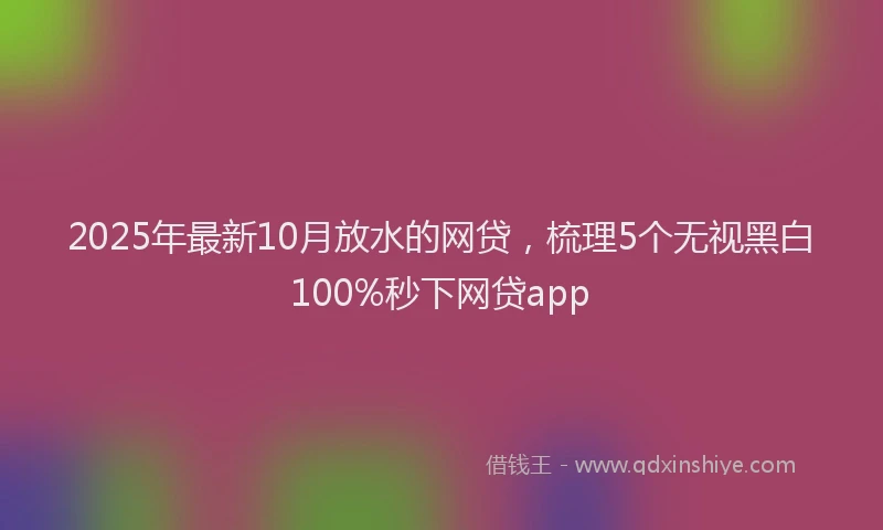 2025年最新10月放水的网贷，梳理5个无视黑白100%秒下网贷app