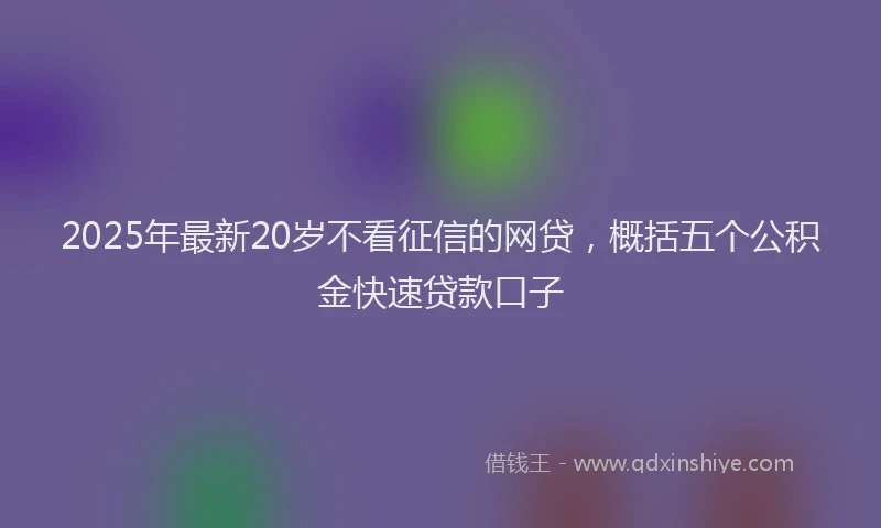2025年最新20岁不看征信的网贷，概括五个公积金快速贷款口子