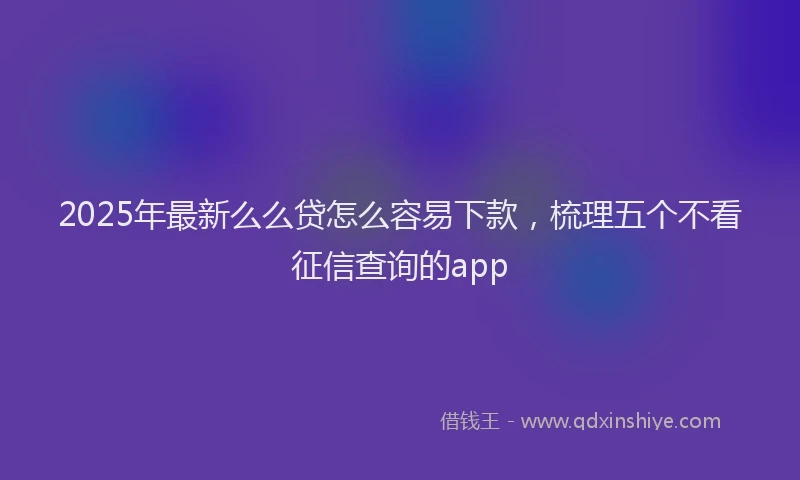 2025年最新么么贷怎么容易下款，梳理五个不看征信查询的app