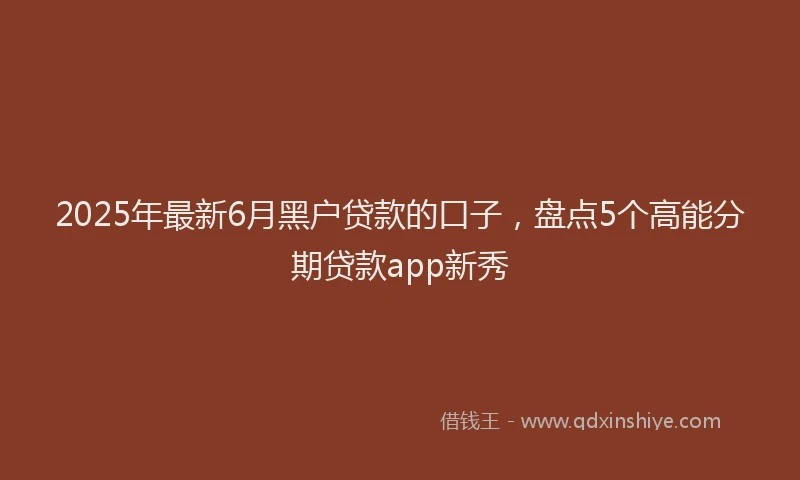 2025年最新6月黑户贷款的口子，盘点5个高能分期贷款app新秀