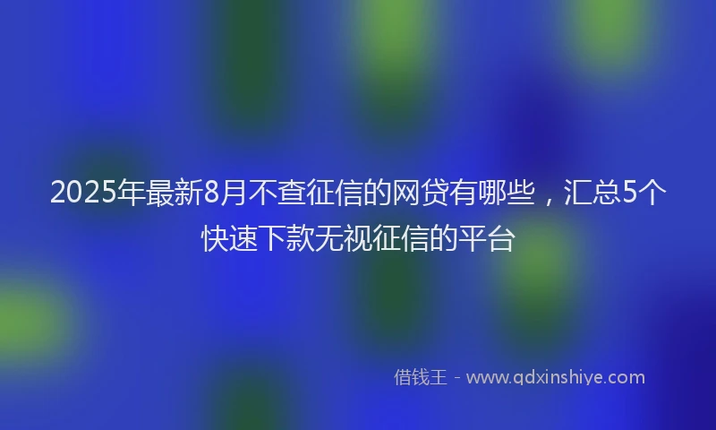 2025年最新8月不查征信的网贷有哪些，汇总5个快速下款无视征信的平台