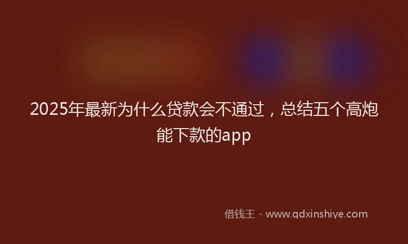 2025年最新为什么贷款会不通过，总结五个高炮能下款的app