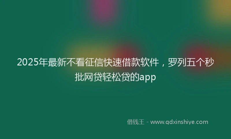 2025年最新不看征信快速借款软件，罗列五个秒批网贷轻松贷的app