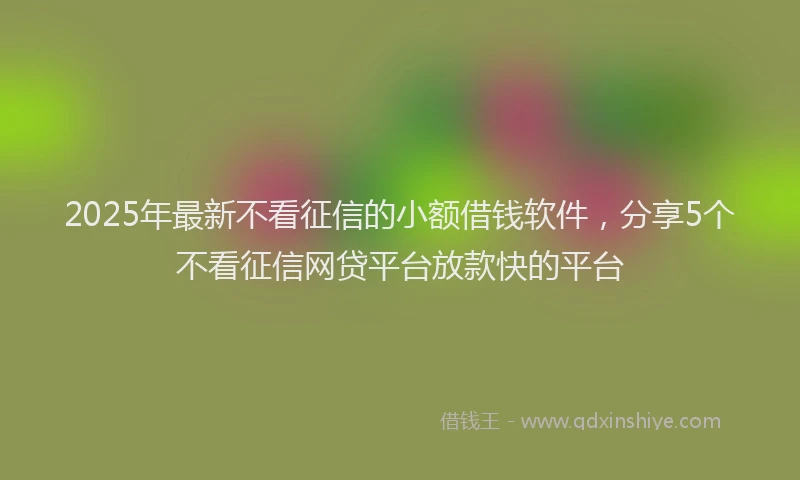 2025年最新不看征信的小额借钱软件，分享5个不看征信网贷平台放款快的平台