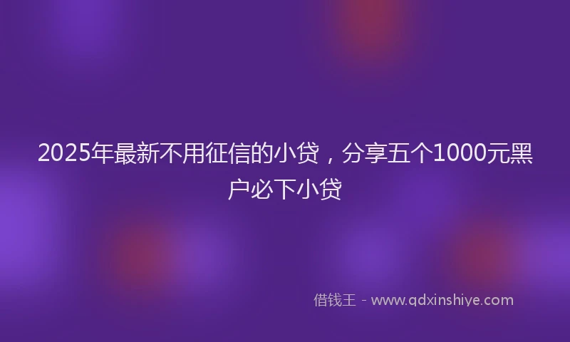 2025年最新不用征信的小贷，分享五个1000元黑户必下小贷