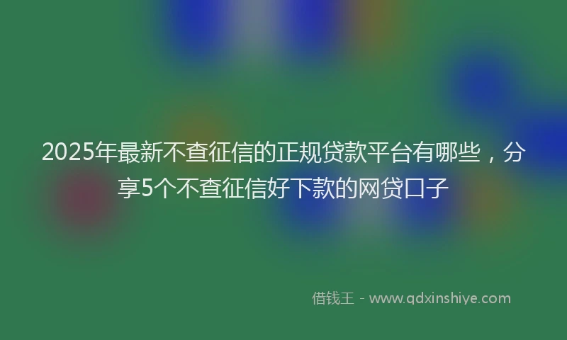 2025年最新不查征信的正规贷款平台有哪些，分享5个不查征信好下款的网贷口子
