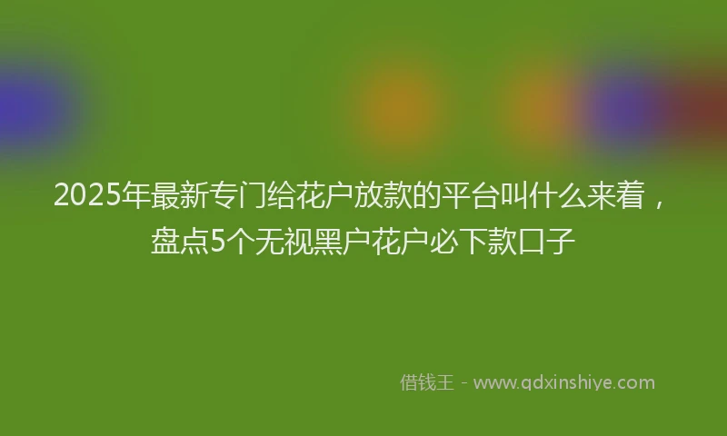 2025年最新专门给花户放款的平台叫什么来着，盘点5个无视黑户花户必下款口子