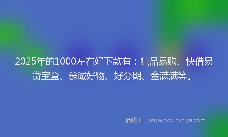 2025年的1000左右好下款有：独品易购、快借易贷宝盒、鑫诚好物、好分期、金满满等。