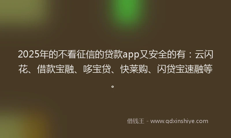 2025年的不看征信的贷款app又安全的有：云闪花、借款宝融、哆宝贷、快莱购、闪贷宝速融等。