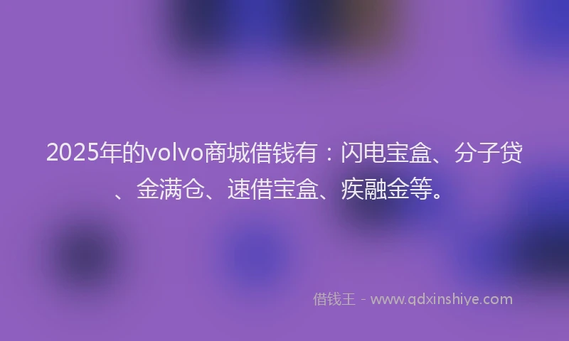 2025年的volvo商城借钱有：闪电宝盒、分子贷、金满仓、速借宝盒、疾融金等。