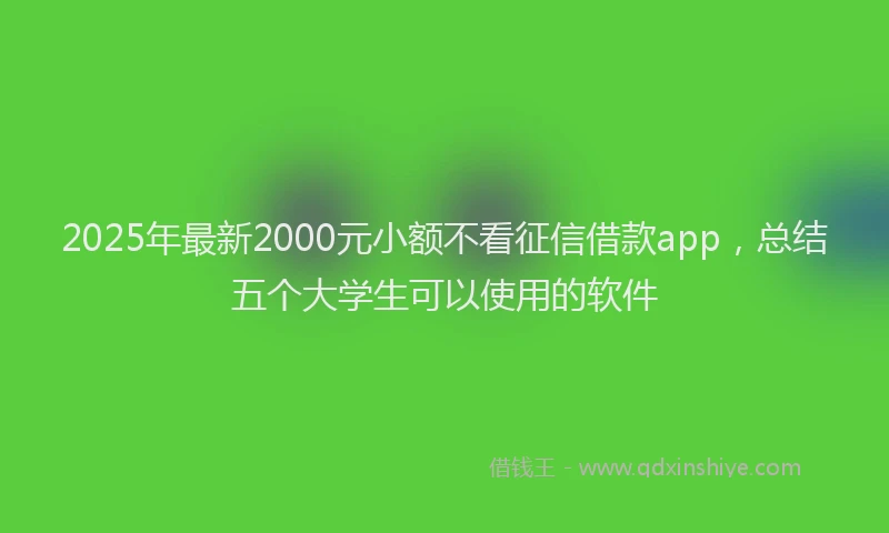 2025年最新2000元小额不看征信借款app，总结五个大学生可以使用的软件