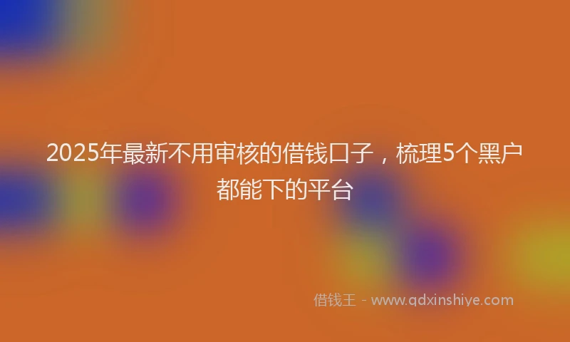 2025年最新不用审核的借钱口子，梳理5个黑户都能下的平台