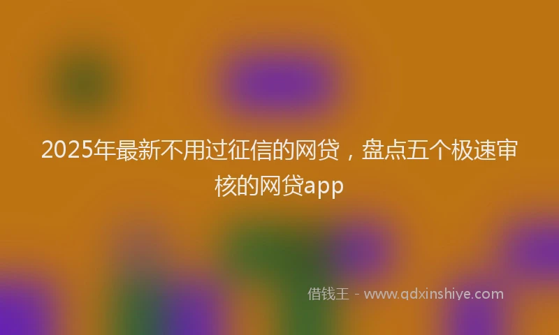 2025年最新不用过征信的网贷，盘点五个极速审核的网贷app