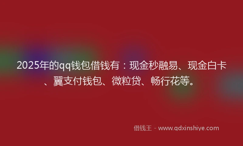 2025年的qq钱包借钱有：现金秒融易、现金白卡、翼支付钱包、微粒贷、畅行花等。