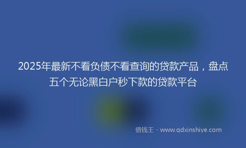 2025年最新不看负债不看查询的贷款产品，盘点五个无论黑白户秒下款的贷款平台
