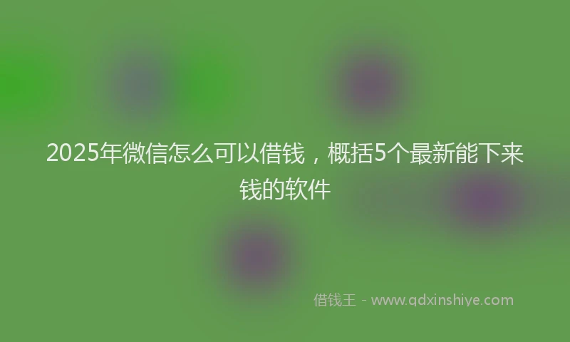 2025年微信怎么可以借钱，概括5个最新能下来钱的软件