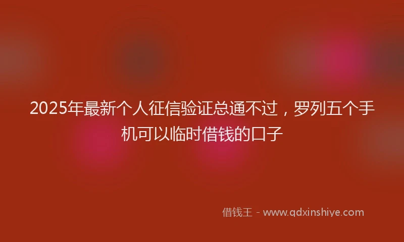 2025年最新个人征信验证总通不过，罗列五个手机可以临时借钱的口子
