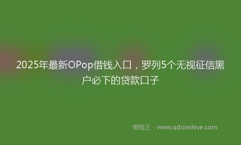 2025年最新OPop借钱入口，罗列5个无视征信黑户必下的贷款口子