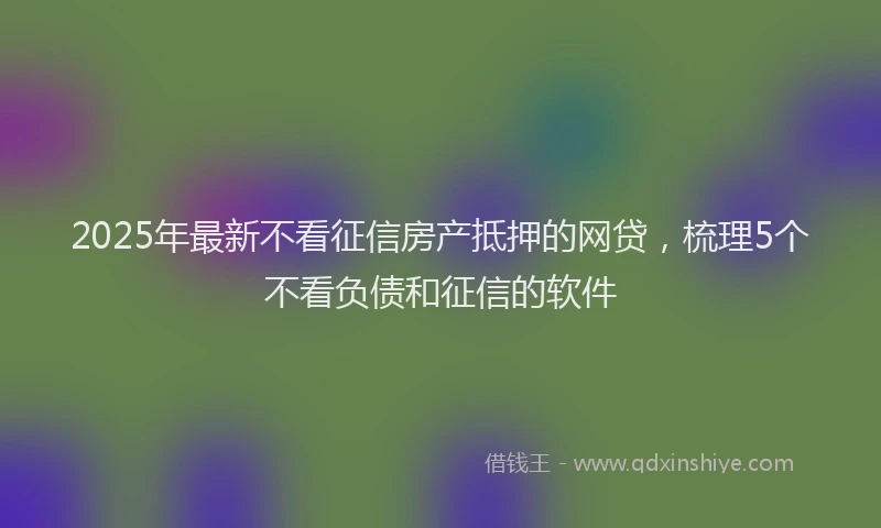2025年最新不看征信房产抵押的网贷，梳理5个不看负债和征信的软件