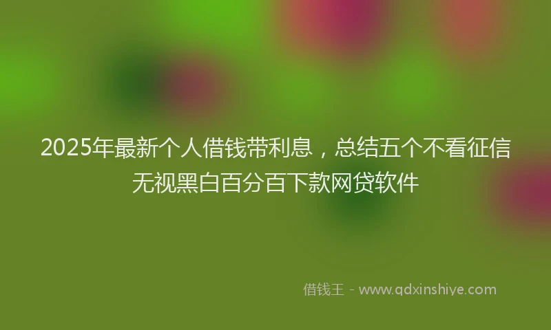 2025年最新个人借钱带利息，总结五个不看征信无视黑白百分百下款网贷软件