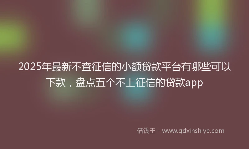 2025年最新不查征信的小额贷款平台有哪些可以下款，盘点五个不上征信的贷款app