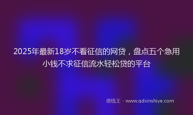 2025年最新18岁不看征信的网贷，盘点五个急用小钱不求征信流水轻松贷的平台