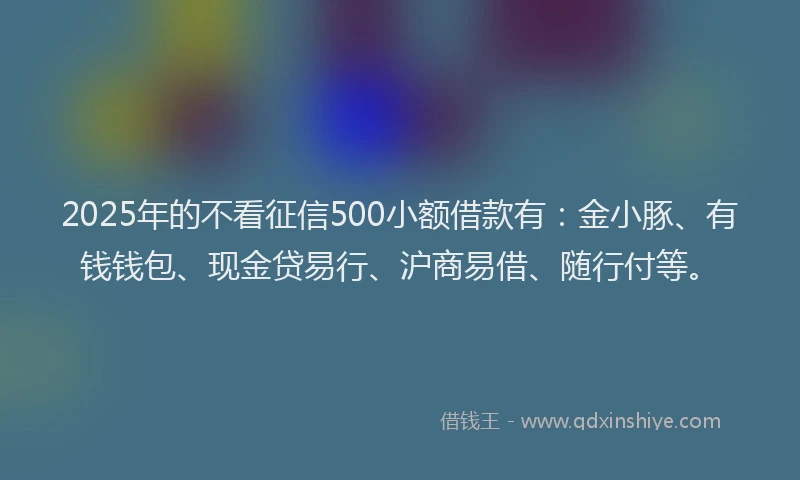 2025年的不看征信500小额借款有：金小豚、有钱钱包、现金贷易行、沪商易借、随行付等。