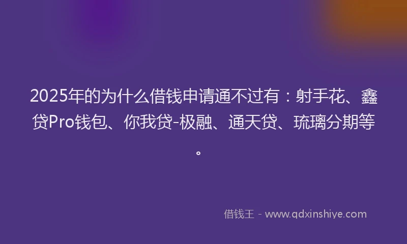 2025年的为什么借钱申请通不过有：射手花、鑫贷Pro钱包、你我贷-极融、通天贷、琉璃分期等。