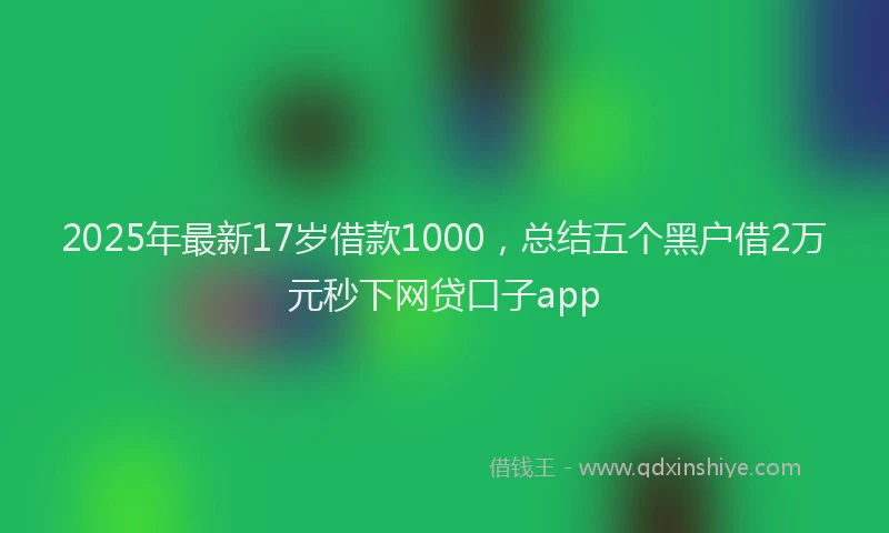 2025年最新17岁借款1000，总结五个黑户借2万元秒下网贷口子app